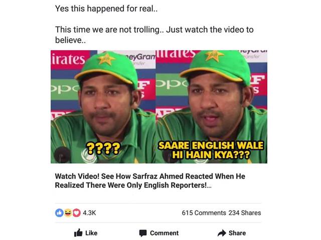 ”ہم بھارتی حد پار کر رہے ہیں کیونکہ۔۔۔“ بھارتی ویب سائٹ نے سرفراز احمد کی کمزور انگریزی کا مذاق اڑانے کی کوشش کی تو پاکستانیوں سے پہلے بھارتی ہی میدان میں آ گئے، پہلی مرتبہ ایسا حیران کن کام کر دیا کہ جان کر آپ بھی ضرور داد دیں گے