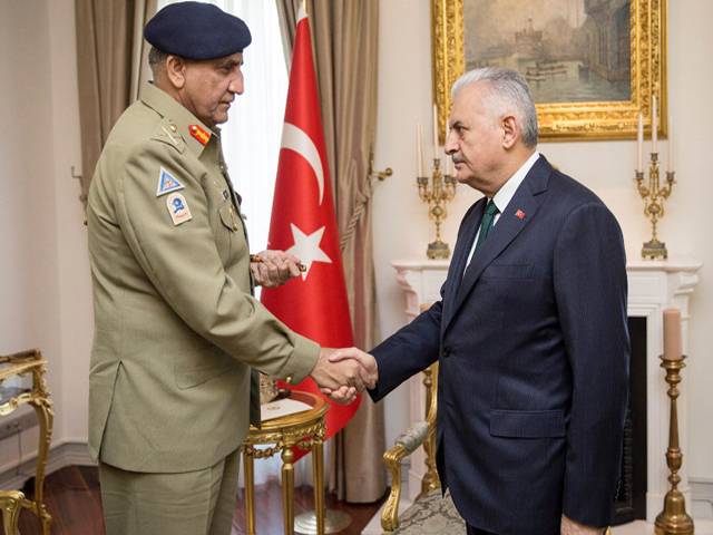 آرمی چیف کی ترک وزیر اعظم سے ملاقات ، جنرل باجوہ کی قبرص پر ترکی اور بن علی یلدرم کی مسئلہ کشمیر پر پاکستان کی حمایت جاری رکھنے کا عزم