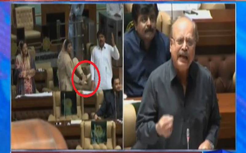 سندھ اسمبلی :نصرت سحر عباسی نے ڈپٹی سپیکر کو جوتا دکھا دیا ،شہلا رضا نے ایک دن کیلئے اسمبلی سے آﺅٹ کردیا 