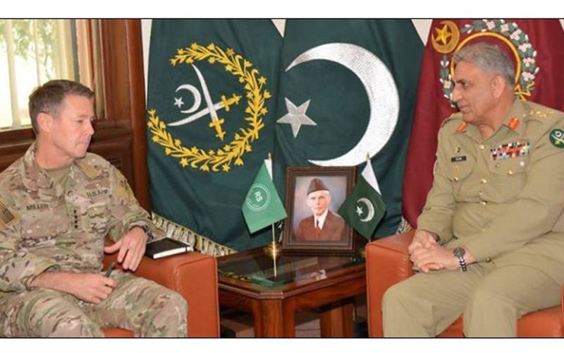 آرمی چیف جنرل قمر جاوید باجوہ سے امریکی فوج کے کمانڈر جنرل ملر کی ملاقات ،افغانستان کے سیاسی حل پر اتفاق 