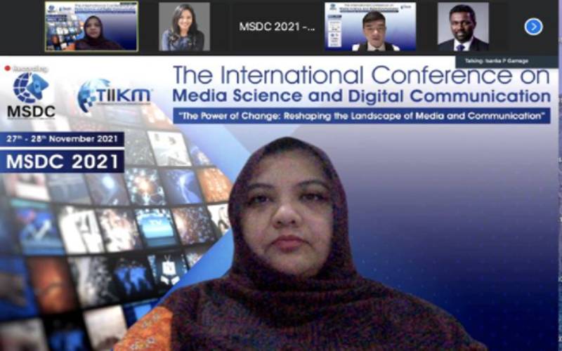 ' میڈیا سائنس اینڈ ڈیجٹیل کمیونیکیشن ' کے عنوان سے عالمی کانفرنس کا انعقاد، چئیرپرسن شعبہ ڈیجٹیل میڈیا پنجاب یونیورسٹی ڈاکٹر سویرا مجیب شامی کا خصوصی لیکچر