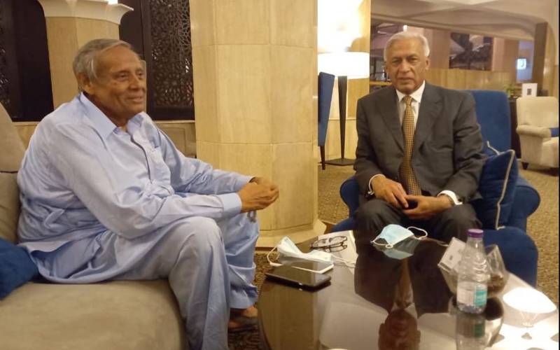 شوکت عزیز کی سابق وفاقی وزیر شہباز حسین چوہدری سے ملاقات
