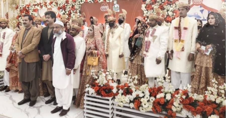 سرگودھا میں 59 جوڑوں کی اجتماعی شادی، تمام جوڑوں کو 1 لاکھ روپے سلامی اور ضروری گھریلو سامان بطور تحفہ دیا گیا