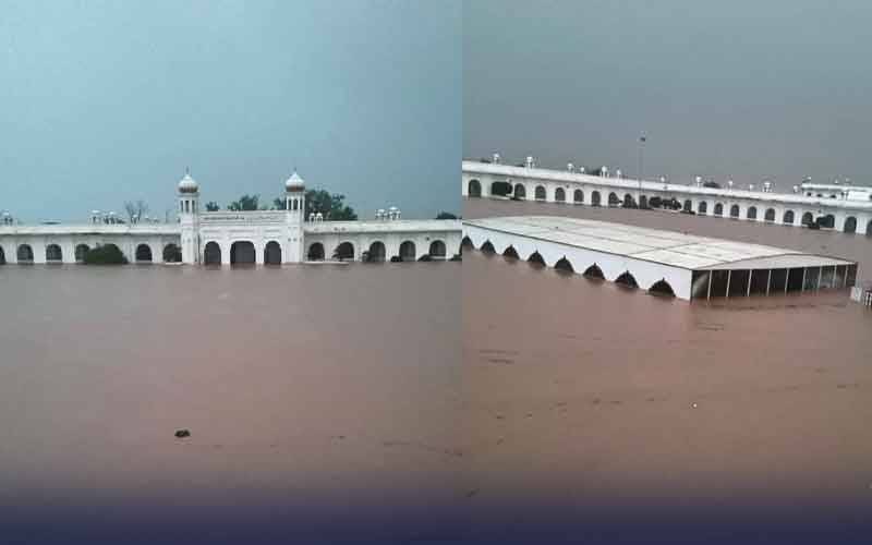 کرتارپور کے قریب دریائےراوی کا حفاظتی بند ٹوٹنے سے پانی گردوارے میں داخل