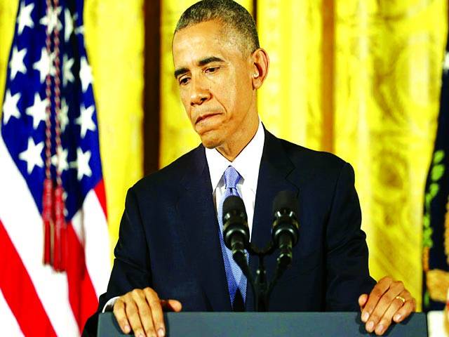 واشنگٹن: امریکی صدر بارک اوباما میڈیا سے خطاب کر رہے ہیں