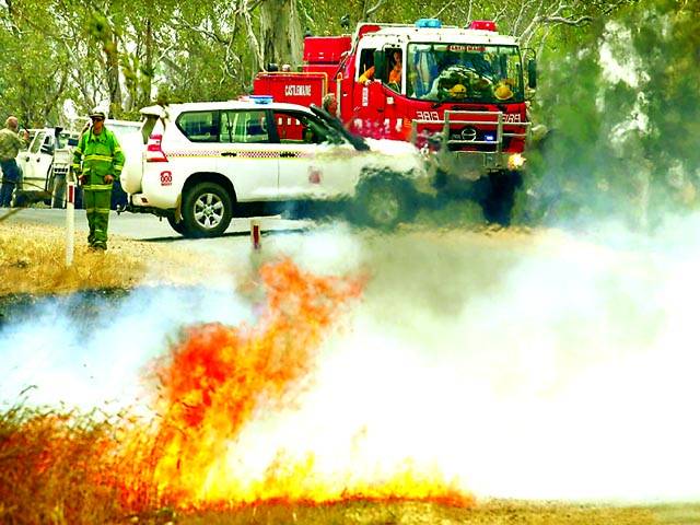  سڈنی: فائرفائٹرز ایک جنگل میں لگی ہوئی آگ کو بجھانے کی کوششیں کررہے ہیں