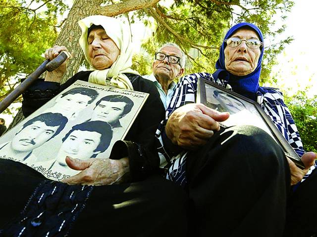 بیروت: لبنانی خواتین اپنے گم شدہ عزیزوں کی رہائی کیلئے احتجاج کر رہی ہیں